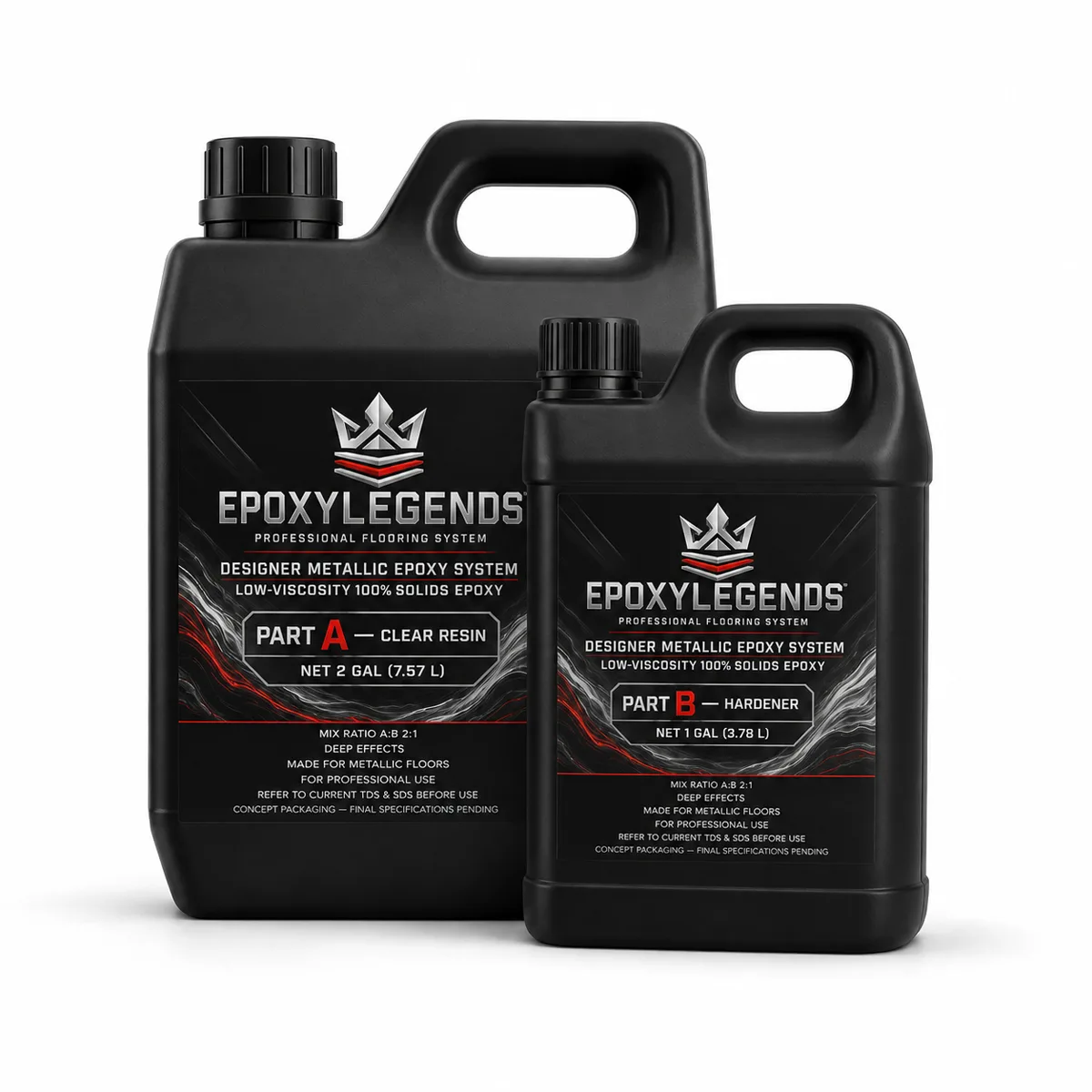 EPOXYLEGENDS designer metallic epoxy Part A resin and Part B hardener